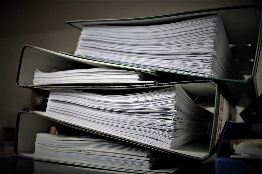 Lever arch folders full of documents